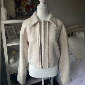 Wool blend cream coat